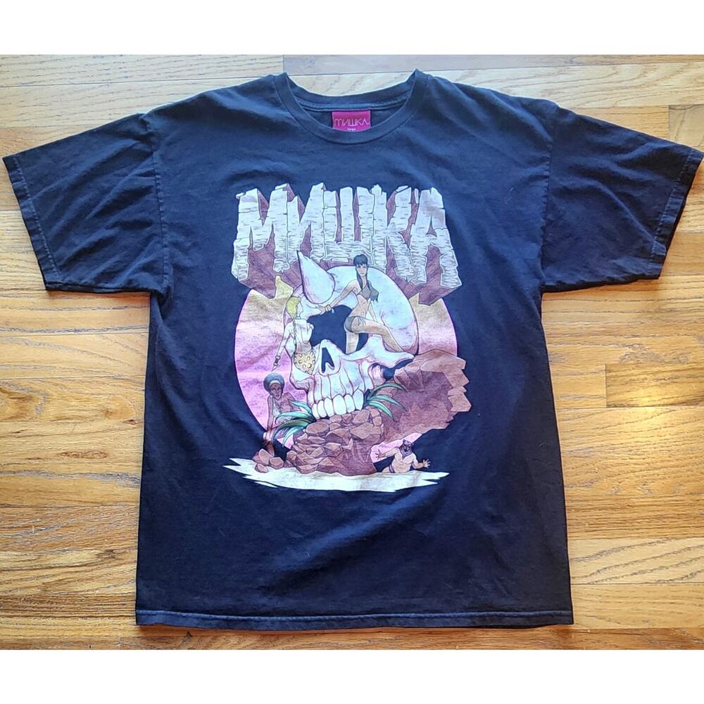 Mishka MNWKA Cyco Skull Graphic Tee Size Large Black 100% Cotton